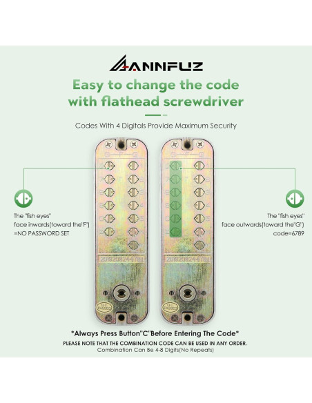 Cerradura de Entrada Sin Llave Mecánica ANNFUZ Cromo Perla