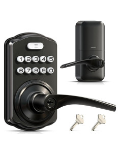 Cerradura Electrónica Veise con Teclado y Manija, Negro Mate