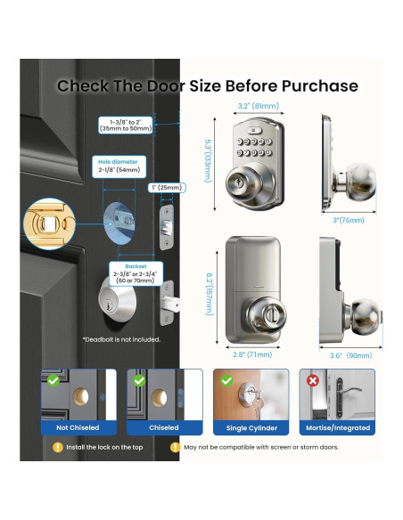 Cerradura Digital Veise KS03 con Teclado y Auto-bloqueo