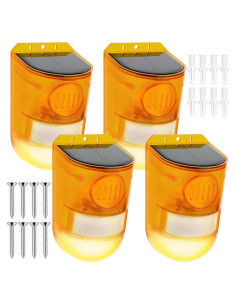 Qualirey 4 Alarmas de Sensor de Movimiento Solar con Luz Roja