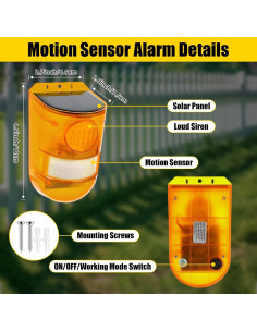 Qualirey 4 Alarmas de Sensor de Movimiento Solar con Luz Roja 2