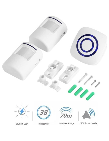 Alarma de Entrada Inalámbrica Enegg con 2 Sensores PIR