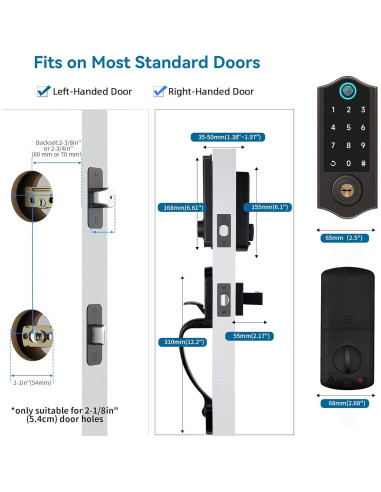 Cerradura Inteligente Biométrica Harfo DA2H-AG con App y Teclado