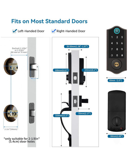 Cerradura Inteligente Biométrica Harfo DA2H-AG con App y Teclado Cerradura Inteligente Biométrica Harfo DA2H-AG con App y Teclado