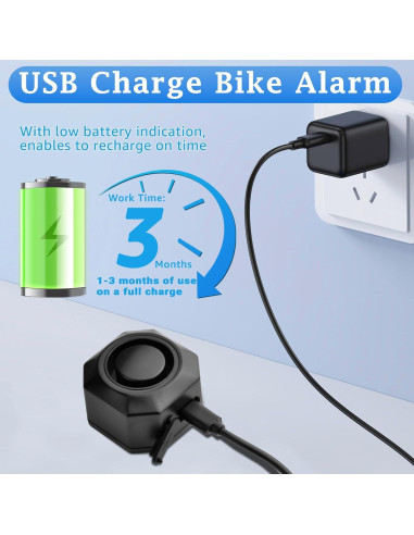 Alarma de Bicicleta NineLeaf Recargable USB 110dB IP65 Inalámbrica