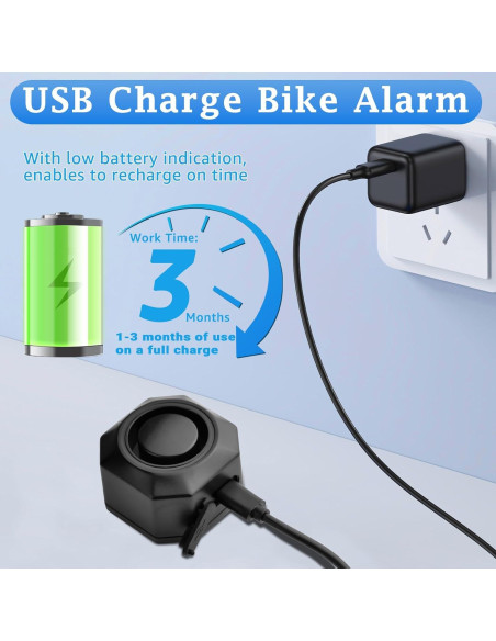Alarma de Bicicleta NineLeaf Recargable USB 110dB IP65 Inalámbrica