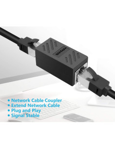 Acoplador RJ45 Ethernet Laboen 2 Paquete Negro Cat7/Cat6/Cat5e 2