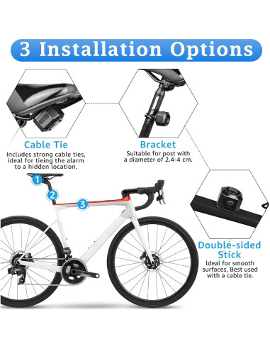 Alarma de Bicicleta NineLeaf Recargable USB 110dB IP65 Inalámbrica