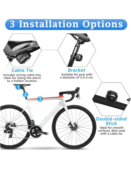 Alarma de Bicicleta NineLeaf Recargable USB 110dB IP65 Inalámbrica