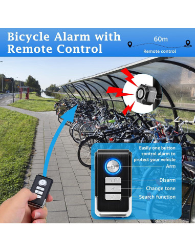 Alarma de Bicicleta NineLeaf Recargable USB 110dB IP65 Inalámbrica