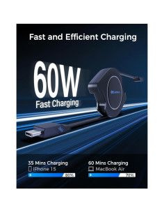 Cable USB C Retráctil 2.8ft Cable Matters 60W 480Mbps 2