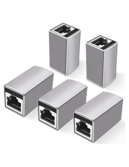 Acoplador RJ45 Femenino a Femenino MEIRIYFA 10Gbps 5Pack Plata