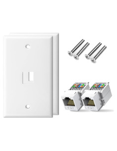 Placa de Pared Ethernet ZOERAX RJ45 Cat 6 Blanca 2-Pack