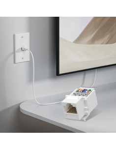 Placa de Pared Ethernet ZOERAX RJ45 Cat 6 Blanca 2-Pack 2