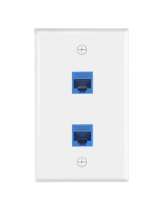 Placa de Pared Ethernet VCE 2 Puertos Azul Certificada UL
