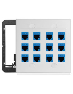 Placa de Pared Ethernet 12 Puertos Cat6 TOMODER con Soporte