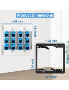 Placa de Pared Ethernet 12 Puertos Cat6 TOMODER con Soporte 2