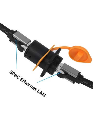 Conector Adaptador RJ45 D-Type Montaje en Panel Impermeable
