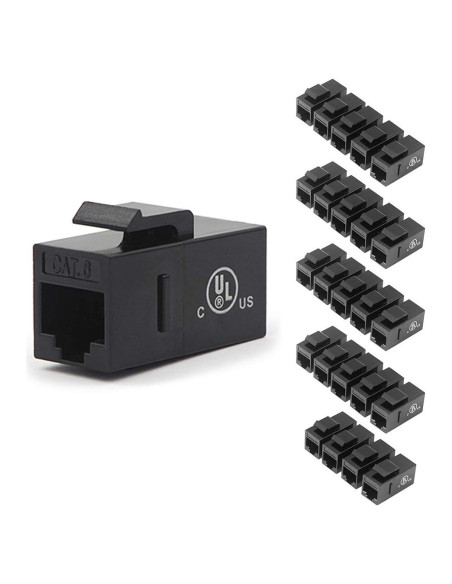 Acopladores Keystone RJ45 CAT6 VCE, 25 unidades, negro