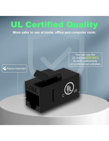 Acopladores Keystone RJ45 CAT6 VCE, 25 unidades, negro