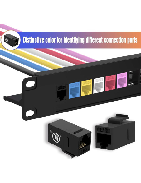 Acopladores Keystone RJ45 CAT6 VCE, 25 unidades, negro