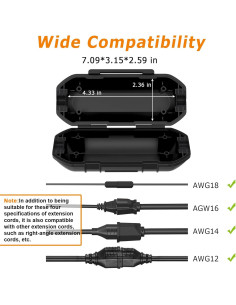 Cubierta de Cable de Extensión Impermeable Desron IP54 Negra 2