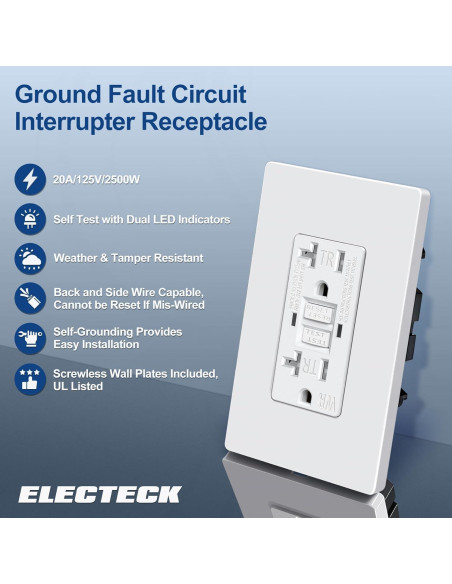 Salida GFCI 20A ELECTECK a Prueba de Climas con LED