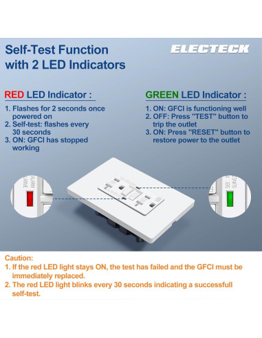 Salida GFCI 20A ELECTECK a Prueba de Climas con LED