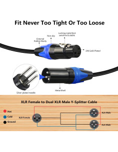 Cable Divisor XLR Yumiwoow 0.5m Femenino a 2 Masculinos 2