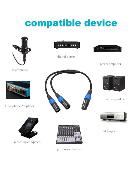 Cable Divisor XLR Yumiwoow 0.5m Femenino a 2 Masculinos