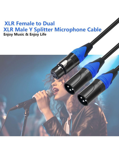 Cable Divisor XLR Yumiwoow 0.5m Femenino a 2 Masculinos
