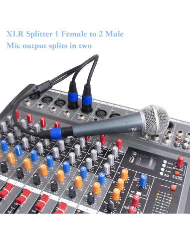 Cable Divisor XLR Yumiwoow 0.5m Femenino a 2 Masculinos