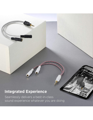 Divisor de Auriculares DUKABEL 3.5mm 2 Vías Zebra Blanco