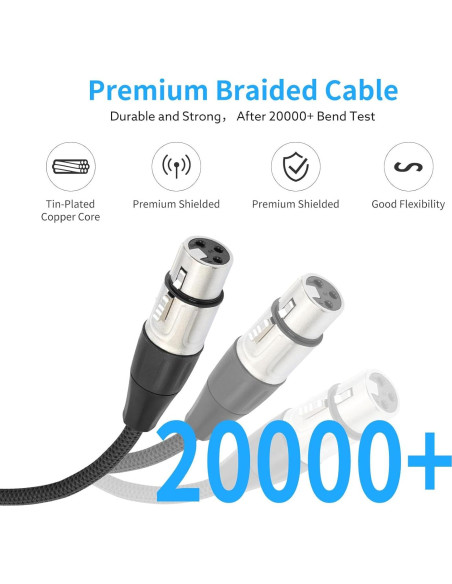 Cable Divisor XLR Devinal 2 Femenino a 1 Masculino 0.61 m