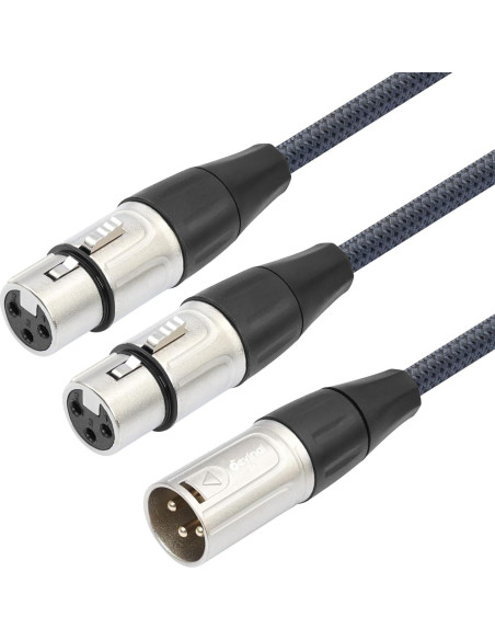 Cable Divisor XLR Devinal 2 Femenino a 1 Masculino 0.61 m