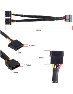 Adaptador Divisor Y 4 Pines IDE Yingtuyou 23cm - 2 Pcs 2