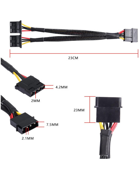 Adaptador Divisor Y 4 Pines IDE Yingtuyou 23cm - 2 Pcs