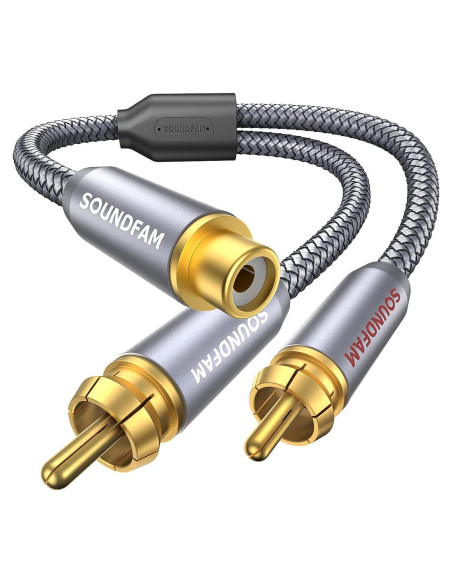 Divisor RCA 1 Femenino a 2 Masculinos SOUNDFAM 30cm Gris