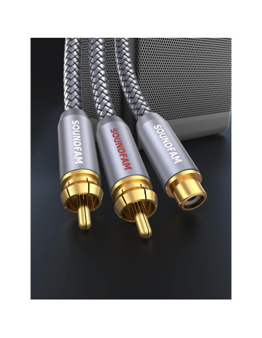 Divisor RCA 1 Femenino a 2 Masculinos SOUNDFAM 30cm Gris