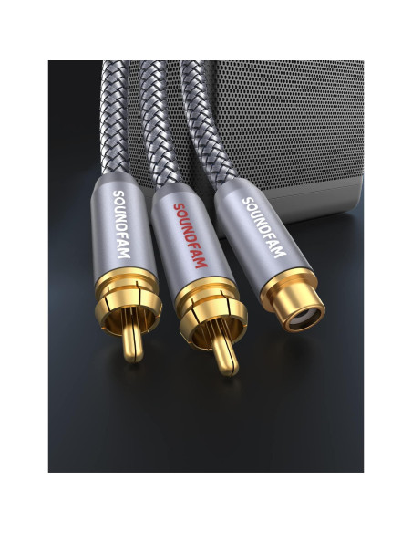 Divisor RCA 1 Femenino a 2 Masculinos SOUNDFAM 30cm Gris