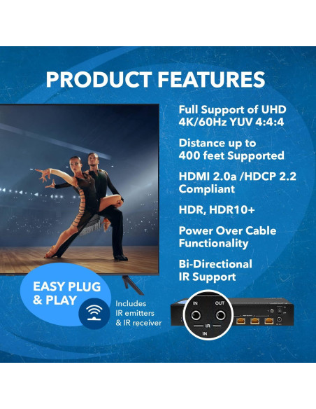 Extensor Divisor HDMI OREI UHD14-EXB400-K 4K hasta 122m