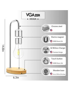 Bombilla LED Flotante VGAzer Plata con Cargador Inalámbrico 2
