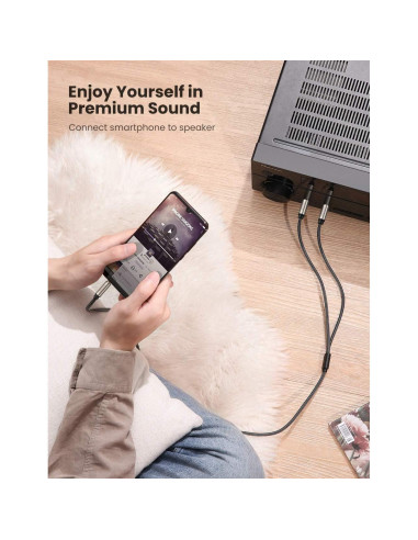 Cable Estéreo UGREEN 3.5mm a 6.35mm 4.88m Hi-Fi