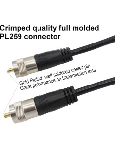 Cable Coaxial RG8X 30m con Conectores UHF PL259 Macho 2
