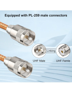 Cable Coaxial RG8X 1.83 m XRDS -RF con Conectores UHF PL259 2