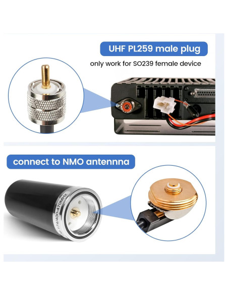 Cable Coaxial RG58 Anina 4.9m NMO a PL259 Macho con Tapa