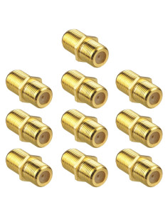 Conectores de Cable Coaxial QDiShi F-Type Doble Macho 10 Pcs