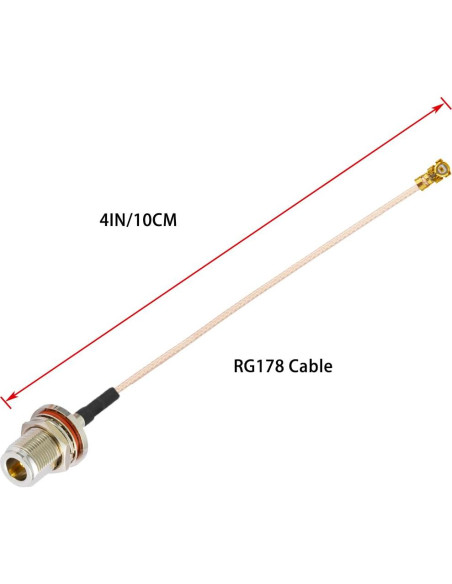 2 Cables Coaxiales U.F.L1 a N Tipo Hembra 10cm RG178