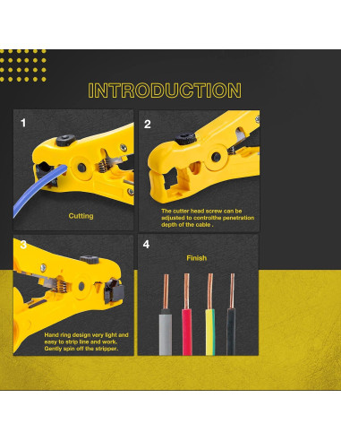 Kit de Crimpadora de Cable Coaxial KOTTO - RG6, RG59, RG11
