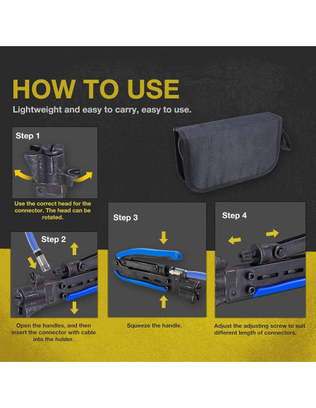 Kit de Crimpadora de Cable Coaxial KOTTO - RG6, RG59, RG11